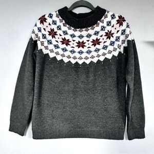 Maurices Soft Washable  Gray 'Fair Isle Nordic' Winter Sweater, S/M  Like New!